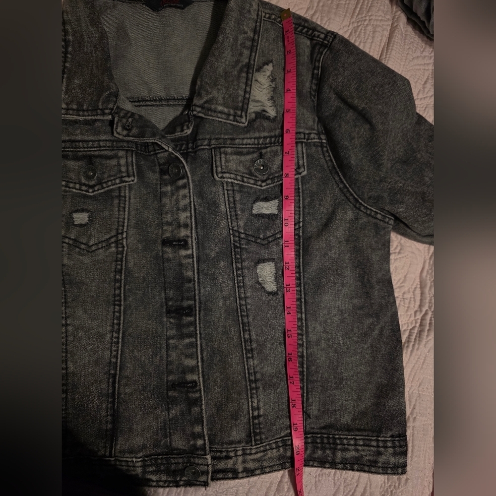 Excuse Gray Distressed Denim Jacket Size XL - Picture 7 of 7